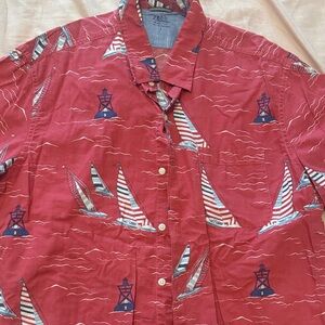 Izod Red Nautical Print Men's Casual Shirt